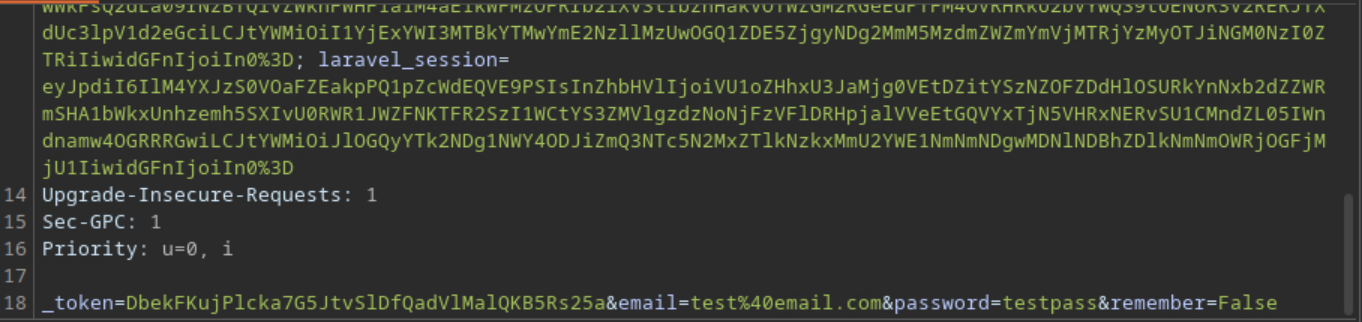 Captured POST Request